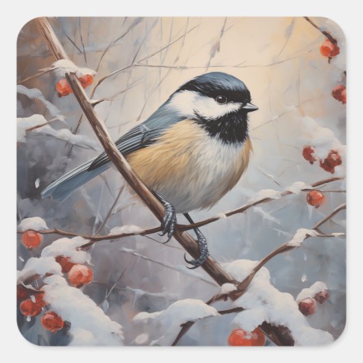 Chickadee Quadratischer Aufkleber (Vorderseite)