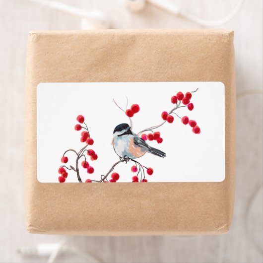 CHICKADEE & RED BERRIES VON SHARON SHARPE (Insitu)