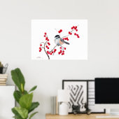 CHICKADEE & RED BERRIES VON SHARON SHARPE POSTER (Heimbüro)