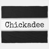 CHICKADEE Retro Text Schwarz-weiß Grau Streifen Fleecedecke (Vorderseite (Horizontal))