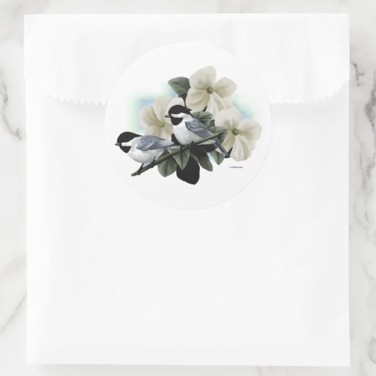 Chickadee Runder Aufkleber (Tasche)