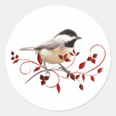 Chickadee Runder Aufkleber (Vorderseite)