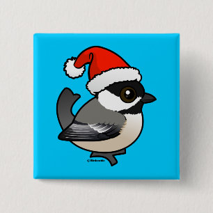 Chickadee Santa Button