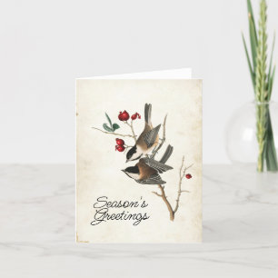 Chickadee Season's Greetings Bird Holiday Feiertagskarte