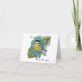 Chickadee Season's Greetings Holiday Card Karte