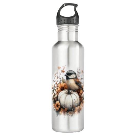 Chickadee Shirt Country Pumpkin Edelstahlflasche (Vorderseite)