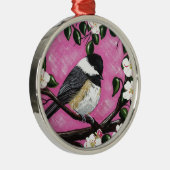 Chickadee Silbernes Ornament (Rechts)