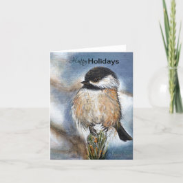 Chickadee Snow Winter Happy Holidays Feiertagskarte