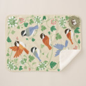 Chickadee Song Beige Sherpa Blanket Sherpadecke (Vorderseite (Horizontal))