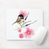 Chickadee Sweet Niedlich Black Capped Wasserfarbe  Mousepad (Mit Mouse)