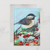 Chickadee-Sweet Winter Black Capped Bird Dankeskarte (Vorne/Hinten)