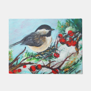Chickadee-Sweet Winter Black Capped Chickadee Bird Fußmatte