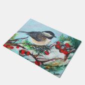 Chickadee-Sweet Winter Black Capped Chickadee Bird Fußmatte (Schrägansicht)
