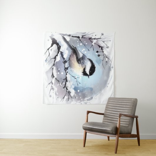 Chickadee Tapestry Wandteppich (Beispiel (Horizontal))