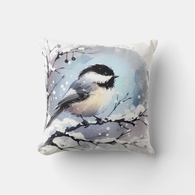 Chickadee Throw Kissen (Vorderseite)