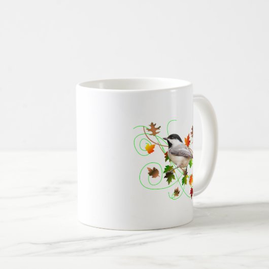Chickadee u. Herbstlaub Kaffeetasse (VorderseiteRechts)