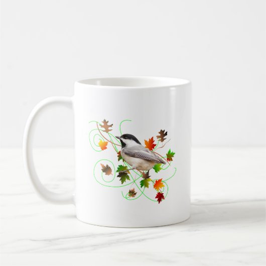 Chickadee u. Herbstlaub Kaffeetasse (Links)