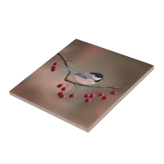 CHICKADEE u. ROTE BEEREN 2 durch SHARON SHARPE Fliese (Seite)