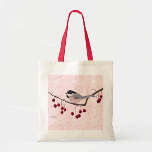 CHICKADEE u. ROTE BEEREN durch SHARON SHARPE Tragetasche (Vorne)