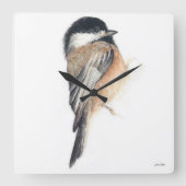 Chickadee Uhr Watercolor Square (Vorderseite)