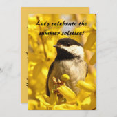 Chickadee und Blume Sommersonnenwende Einladung (Vorne/Hinten)