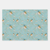 Chickadee und Blumendekoupage Geschenkpapier Set (Vorderseite 2)