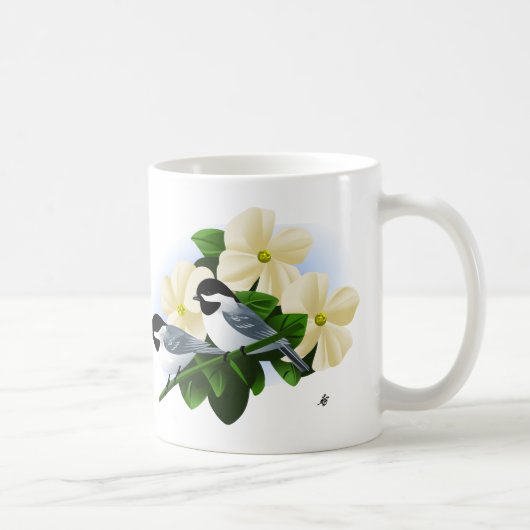 Chickadee und Dogwood-Blume Kaffeetasse (Rechts)