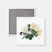 Chickadee und Dogwood-Blume Magnet (Vorderseite/Rückseite)
