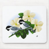 Chickadee und Dogwood-Blume Mousepad (Vorne)