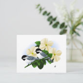 Chickadee und Dogwood-Blume Postkarte (Stehend Vorderseite)
