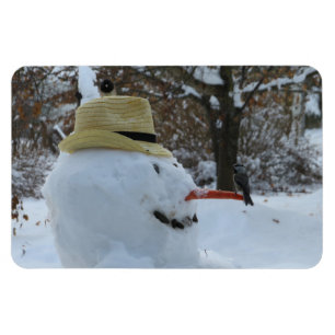 Chickadee und Junko Snowman Carrot Nose Magnet
