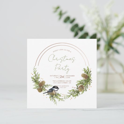 Chickadee und Kiefernweihe Einladung (Stehend Vorderseite)