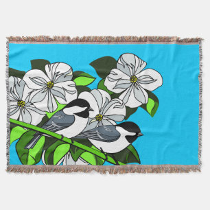 Chickadee unter Dogwood-Blume Decke