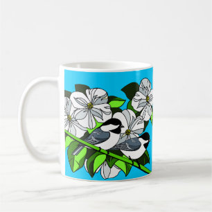 Chickadee unter Dogwood-Blume Kaffeetasse