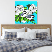 Chickadee unter Dogwood-Blume Leinwanddruck (Insitu (Schlafzimmer))