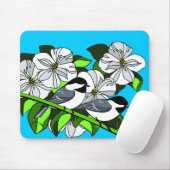 Chickadee unter Dogwood-Blume Mousepad (Mit Mouse)