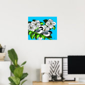 Chickadee unter Dogwood-Blume Poster (Heimbüro)