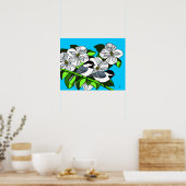 Chickadee unter Dogwood-Blume Poster (Küche)