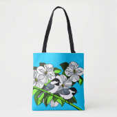 Chickadee unter Dogwood-Blume Tasche (Vorderseite)
