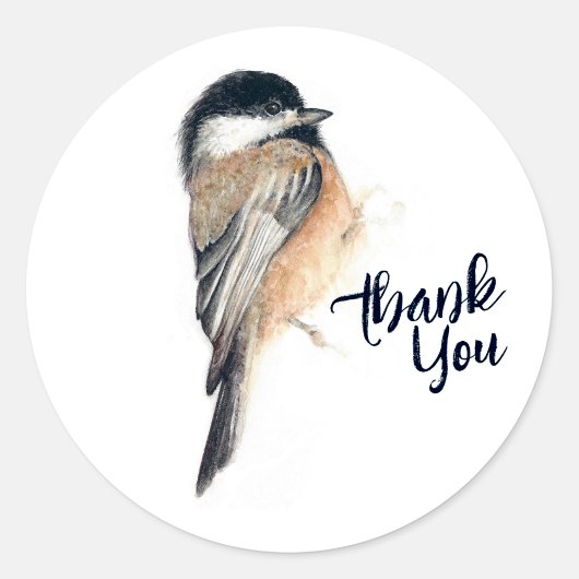 Chickadee Vielen Dank Runder Aufkleber