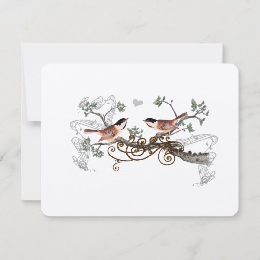 Chickadee Vintag Love Birds Wedding RSVP (Vorderseite)