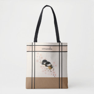 Chickadee-Vogel-Kirschblüten-Taschen-Tasche Tasche