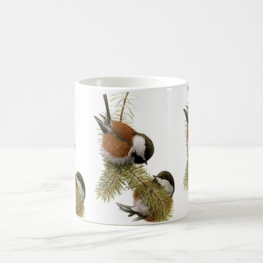 Chickadee-Vogelmalerei auf Kastanien Kaffeetasse (Mittel)