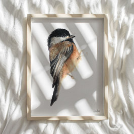 Chickadee Wasserfarben Kunst, Dichtung und Musik Poster