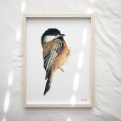 Chickadee Wasserfarben Kunst, Dichtung und Musik Poster