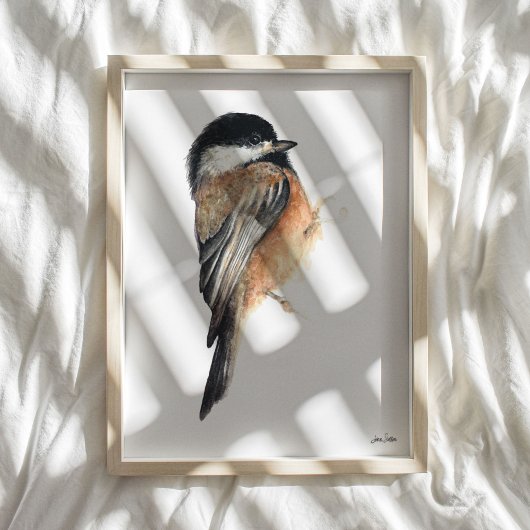Chickadee Wasserfarben Kunst, Dichtung und Musik Poster