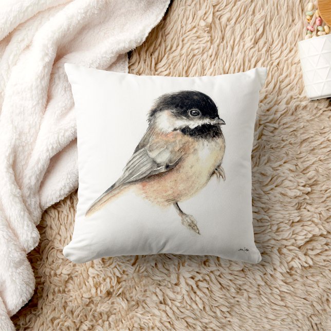 Chickadee Watercolor Art Kissen (Chickadee Watercolor Art Throw Pillow from Jenn's Emporium. )