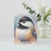 Chickadee Watercolor Art Maine Bird Postkarte (Stehend Vorderseite)