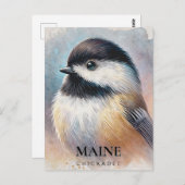 Chickadee Watercolor Art Maine Bird Postkarte (Vorne/Hinten)