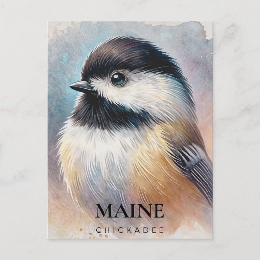 Chickadee Watercolor Art Maine Bird Postkarte (Vorderseite)